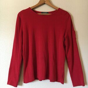 Lauren Ralph Lauren Red Shirt PL Logo Pocket Cotton Tee Layering